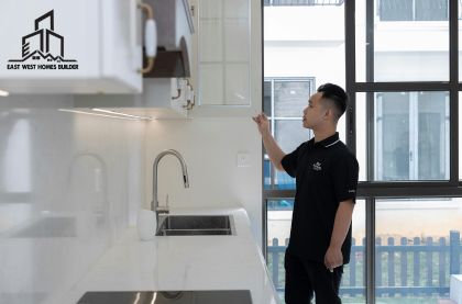 Employee working on kitchen renovations epping, east west home builders
